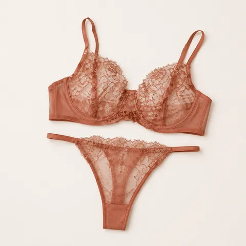 Conjunto Encaje Terracota