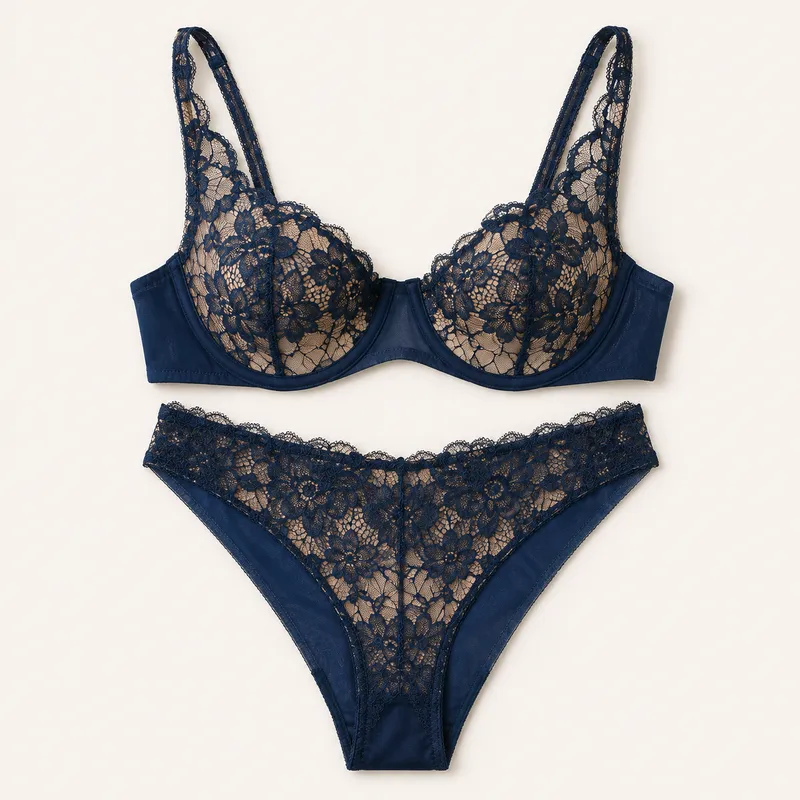 Conjunto Encaje Azul Marino
